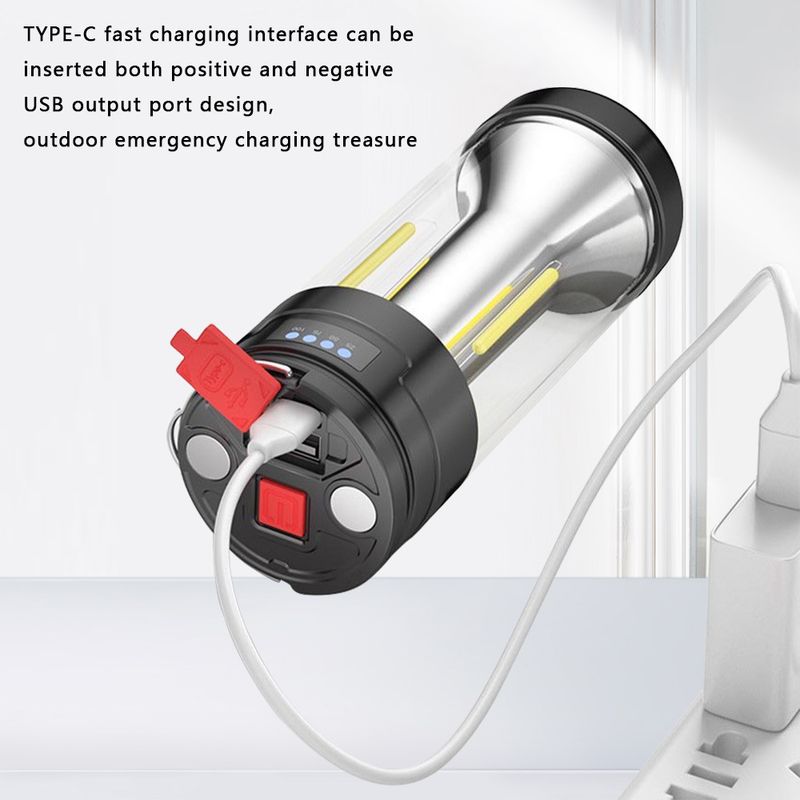 Nieuwe multifunctionele kampeerlamp Type-C oplaadbaar zaklamp met lange levensduur kampeersfeerlicht_voghion.com