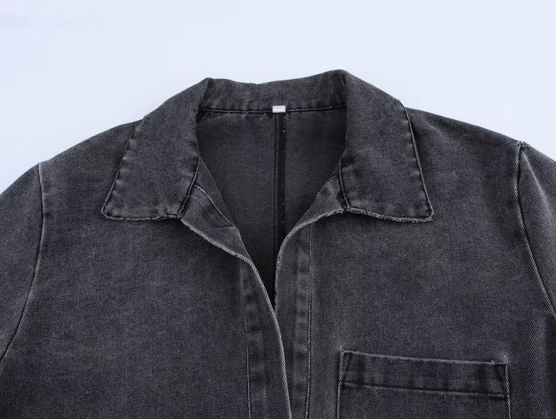 Women's Clothing Street Fashion Straight Pants Suit Tops Denim Casual Wear_voghion.com