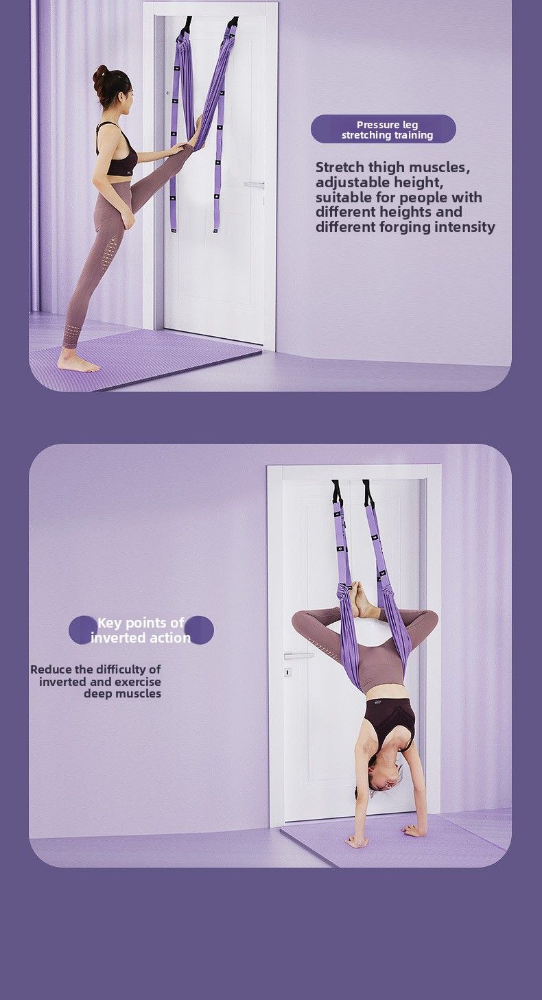 Aerial Yoga Home Backbend Trainer Shoulder And Back Stretch Strap Door Hanging Inversion Rope_voghion.com