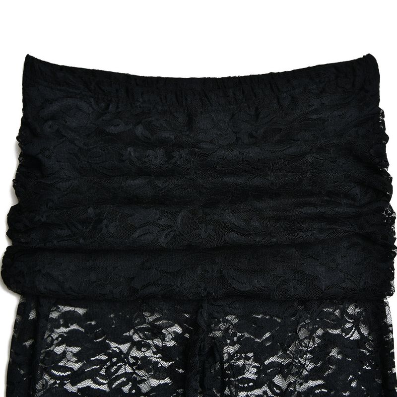 Women's Clothing New Fashion Sexy Versatile Pants Lace Splicing Slim See Through High Waist Flared Pants For Women_voghion.com