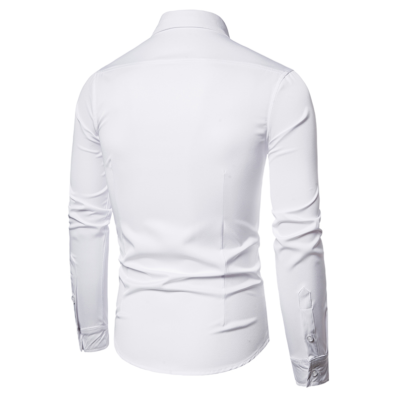 New long sleeved with British style lapel pleated men's uniform, formal dress, base shirt_voghion.com