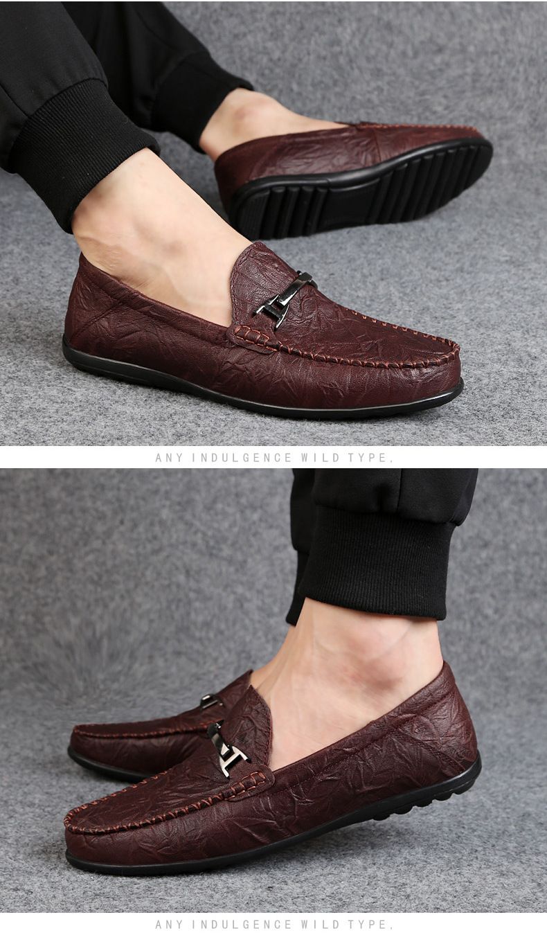 Gemusterte Freizeitschuhe aus Leder, große Größen, Herrenschuhe, Herrenmützen, Herren-Schuhe, Autoschuhe_voghion.com