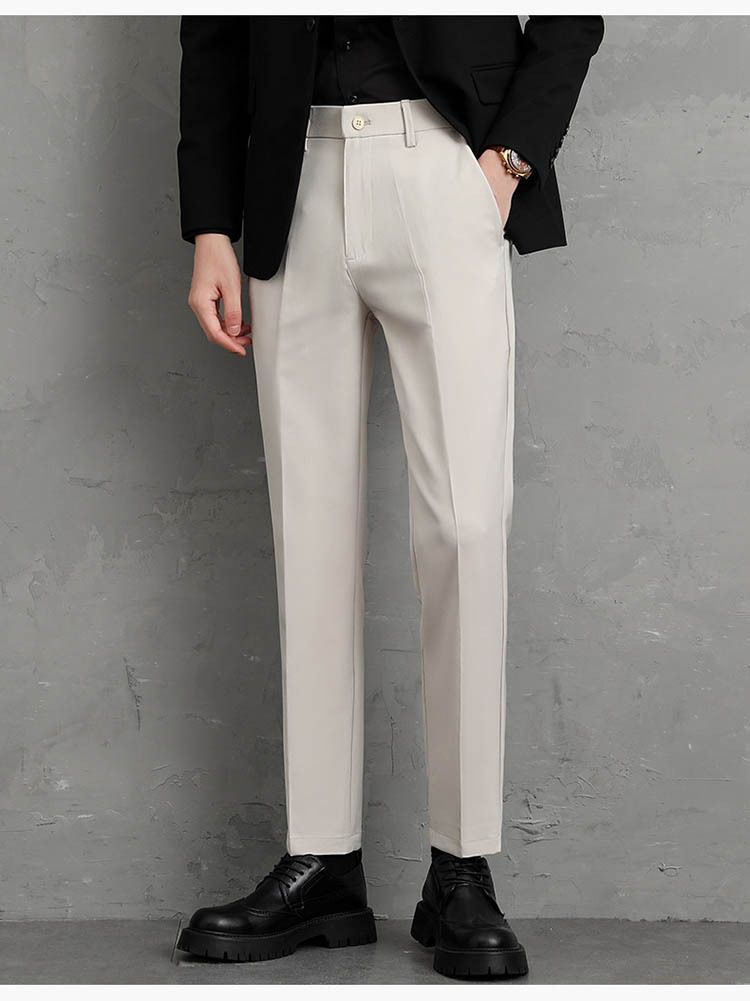 Pantaloni da uomo slim fit elasticizzati, leggeri, estivi, casual, con elevata elasticità e design a gamba dritta, per ufficio e occasioni eleganti_voghion.com