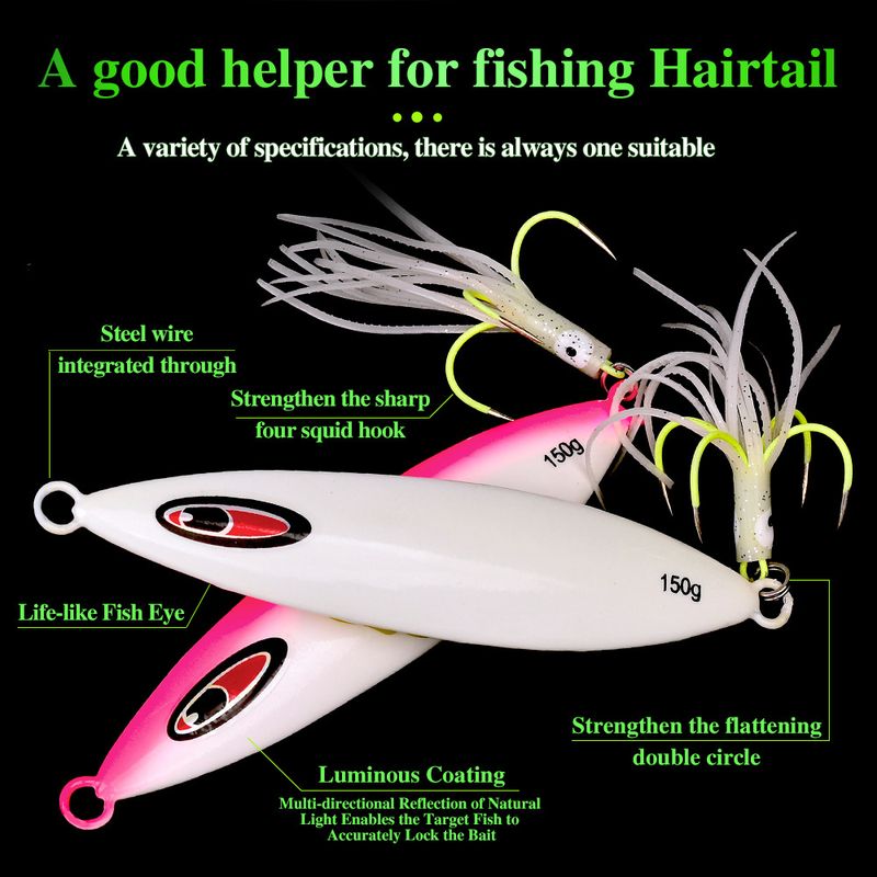 Deep Laser Luminous Slow Jigging Fast Sinking Lure Boat Sea Fishing Hairtail Jig Lead Fish_voghion.com