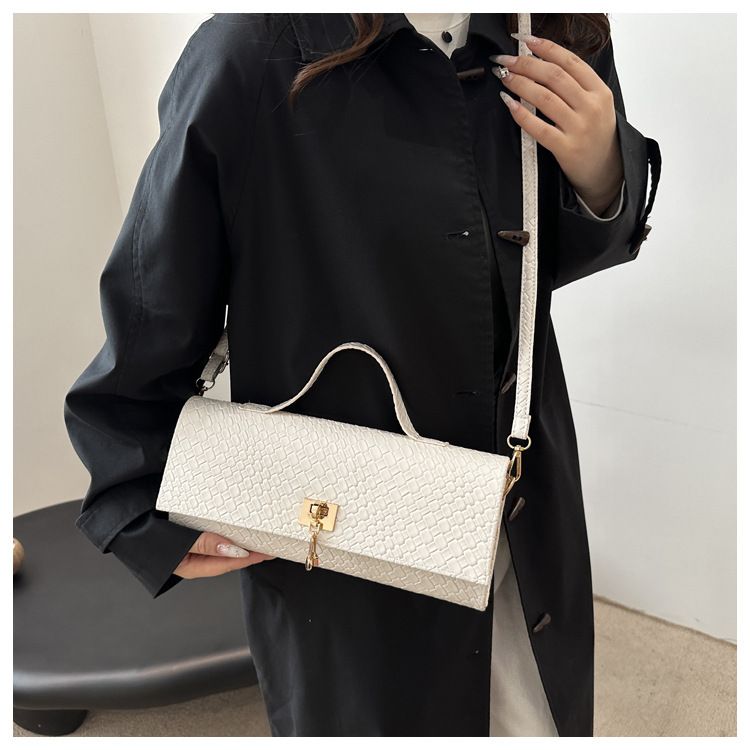 Handtas met geweven patroon, gepersonaliseerde schoudertas, messenger bag, minimalistische stijl, kleine vierkante tas_voghion.com