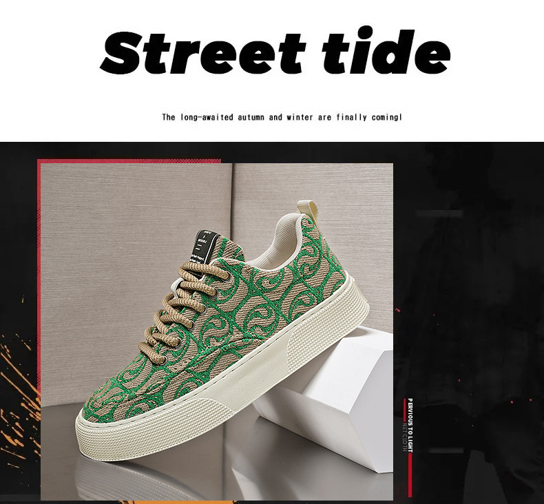 Chaussures en toile pour hommes, chaussures basses, été 2024, nouvelle niche, chaussures basses imprimées, chaussures de sport décontractées à semelle épaisse pour hommes_voghion.com