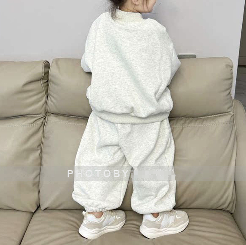 Ins winter neue für jungen mädchen, modische und einfache lter lose lässige kinder kleidung, fleece hoodie zwei-stück_voghion.com