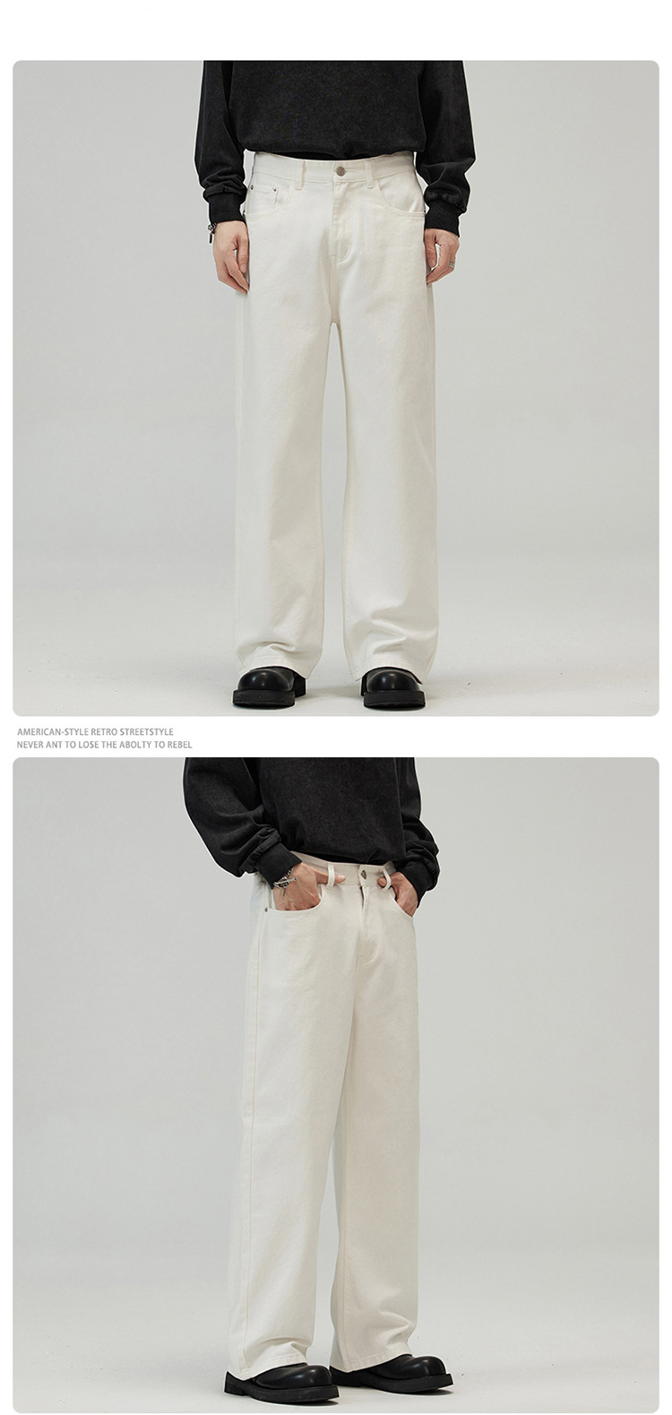 Herrkläder Trefärgade Casual Lösa Raka Jeans Baggy Jeans Maillard Jeans för Herr och Dam_voghion.com