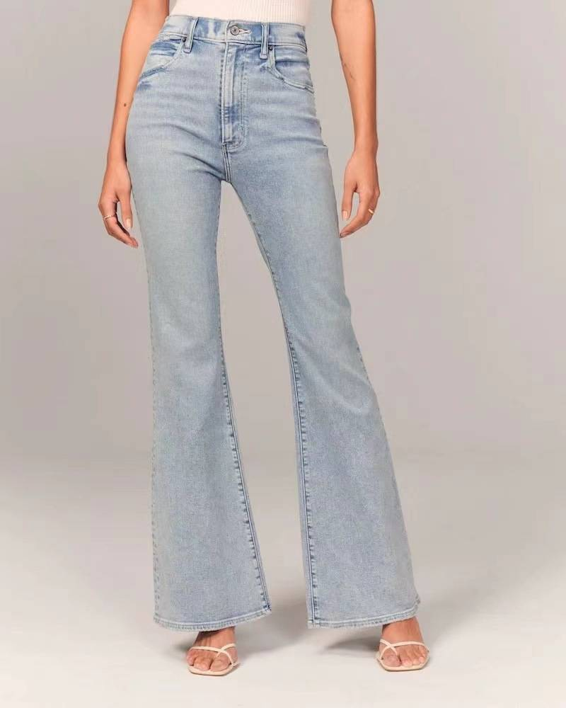 Abbigliamento da donna Hottie Retro Pantaloni a vita alta elastici da donna, slim e alti, in denim svasato_voghion.com