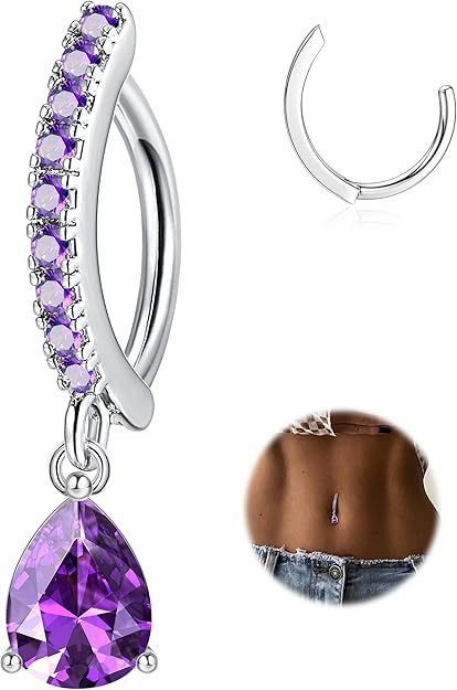 Damenschmuck Eleganter herzförmiger Bauchnabelring mit Zirkonia, gebogener Bauchnabelpiercing-Schmuck für Frauen, hypoallergener Mode-Körperschmuck_voghion.com