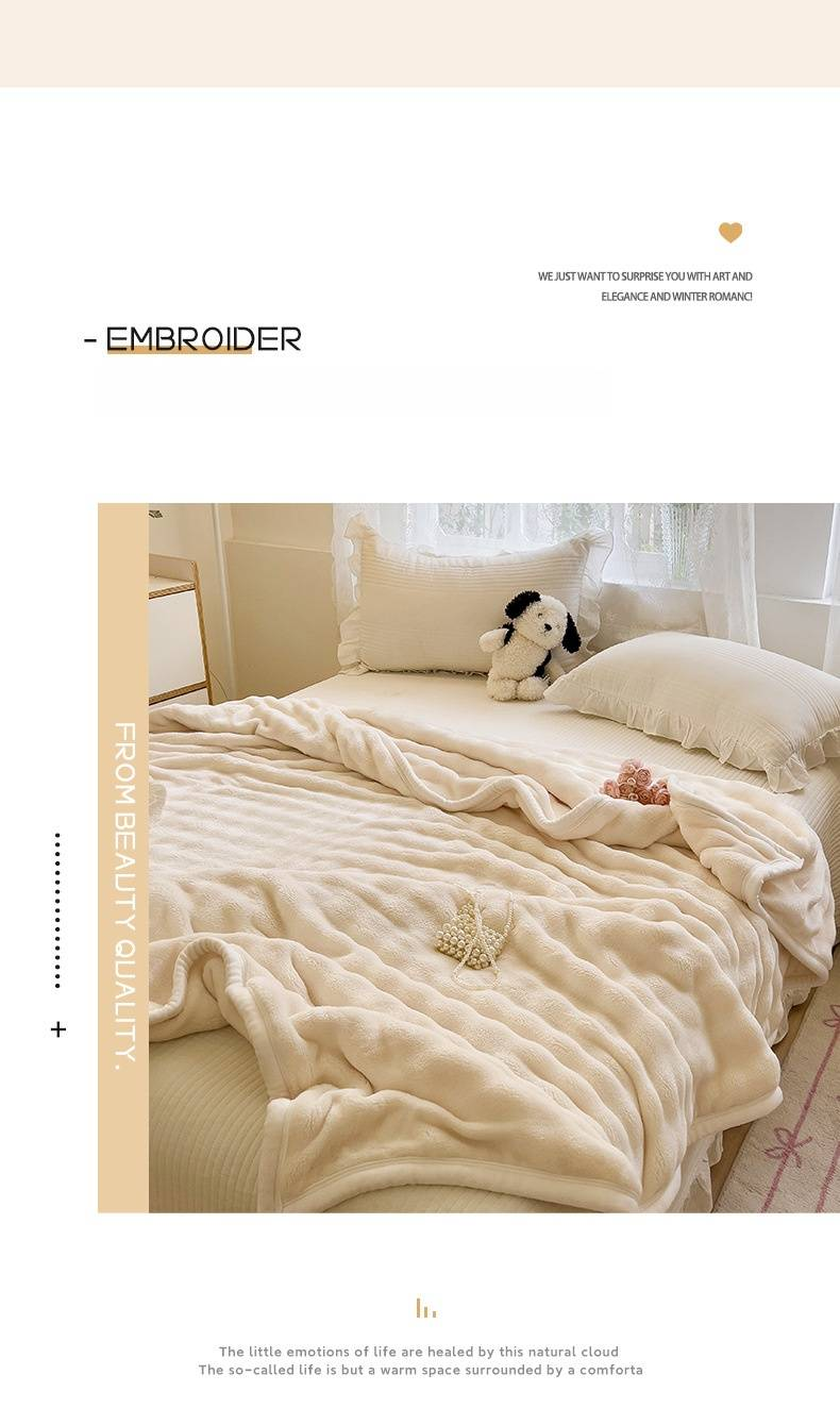Ultra Soft Bubble Milk Fleece Blanket - Hypoallergenic & Anti-Static, Plush Cozy Throw For All Seasons, Perfect For Home, Office & Travel_voghion.com
