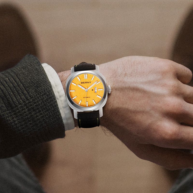BERNY Automatic Watches For Men 10ATM Waterproof Analog Mechanical Watch With Date Silicone Strap Super Luminous Stainless Steel Sapphire Wristwatch_voghion.com