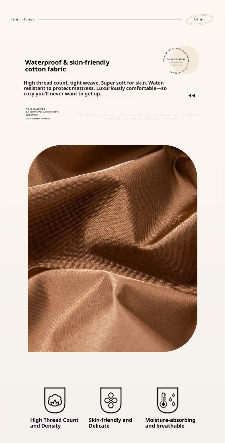 Drap-housse imperméable de qualité supérieure – Protège-matelas doux, respirant et hypoallergénique (Plusieurs tailles et couleurs disponibles, envers silencieux en PEVA)_voghion.com