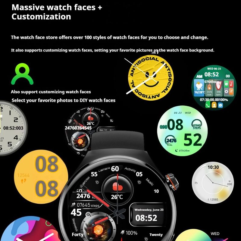 Smartwatch con chiamate Bluetooth - Batteria da 7-14 giorni, monitoraggio dell'ossigeno nel sangue e del sonno, fitness tracker impermeabile, touchscreen, ricarica magnetica_voghion.com