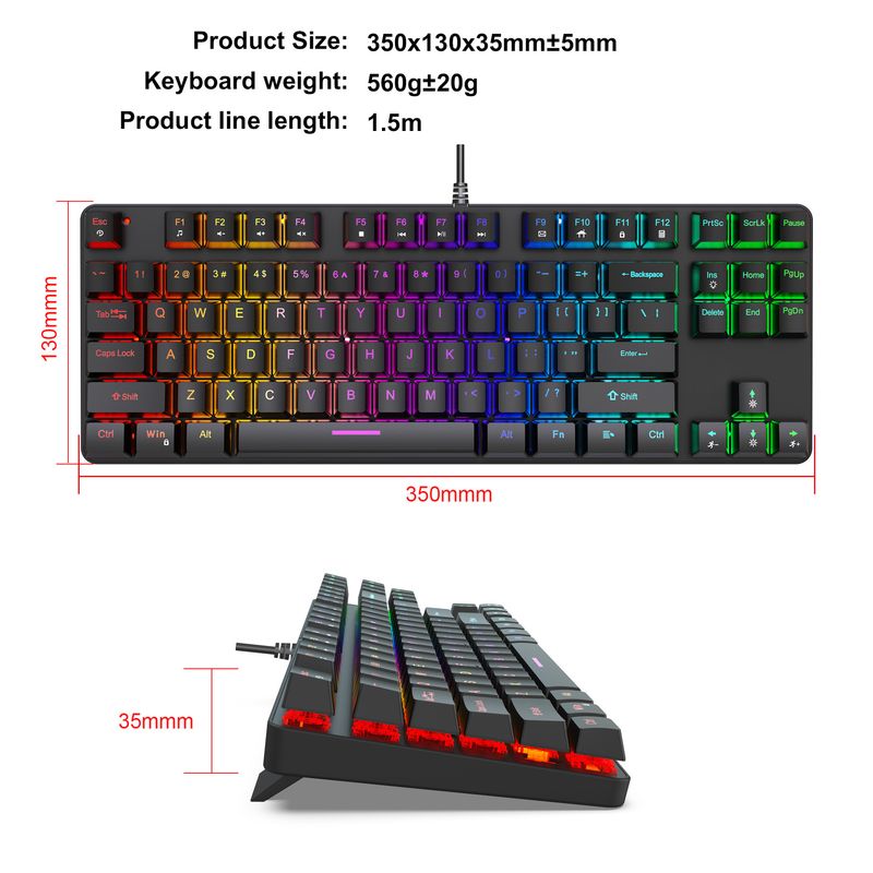 2025 Game Designer Mechanical Keyboard K87 Green Axis Red Axis Tea Axis Black Axis Original Keycap Gaming Keyboard RGB Lighting Effect_voghion.com