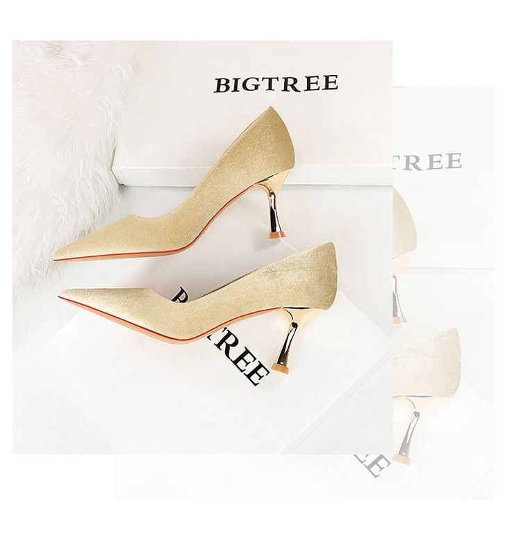 1818-2 Scarpe singole con tacco alto in metallo Xishi, stile banchetto, alla moda e minimaliste, con punta bassa e in camoscio_voghion.com