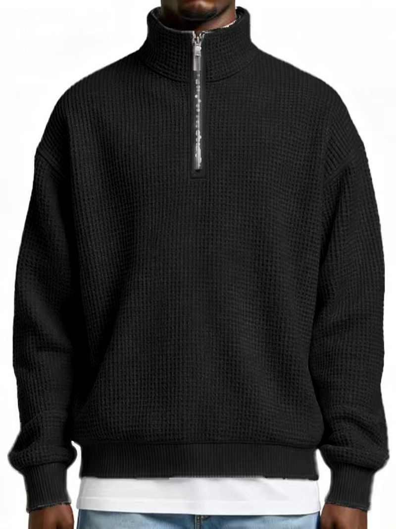 Herren-Kapuzenpullover mit Reißverschluss und Waffelstruktur – Leichter Freizeitpullover für Sport und Streetwear (mehrere Farben und Größen)_voghion.com