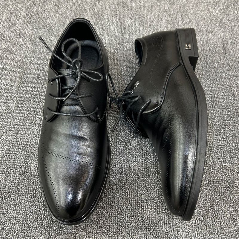 Frühling und Sommer Neue formelle Buine Leder Bequeme Sohle Weiche Oberfläche Schnürschuhe Herren Britischer Stil Trendy Arbeit_voghion.com