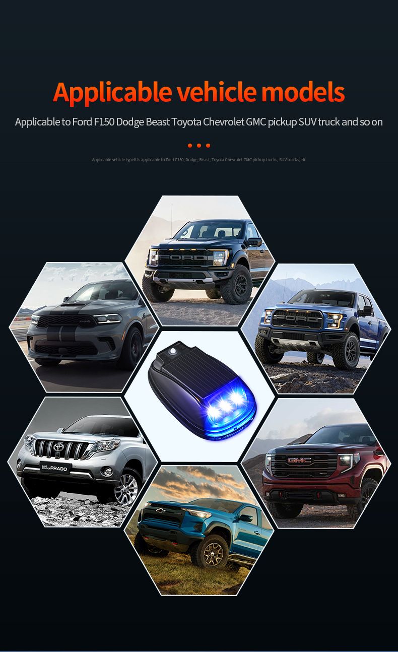 Solar Auto LED Blinkende Farbe Dach Maus Modifikation Keine Verkabelung Fernbedienung Anti-Kollision Warnleuchte_voghion.com