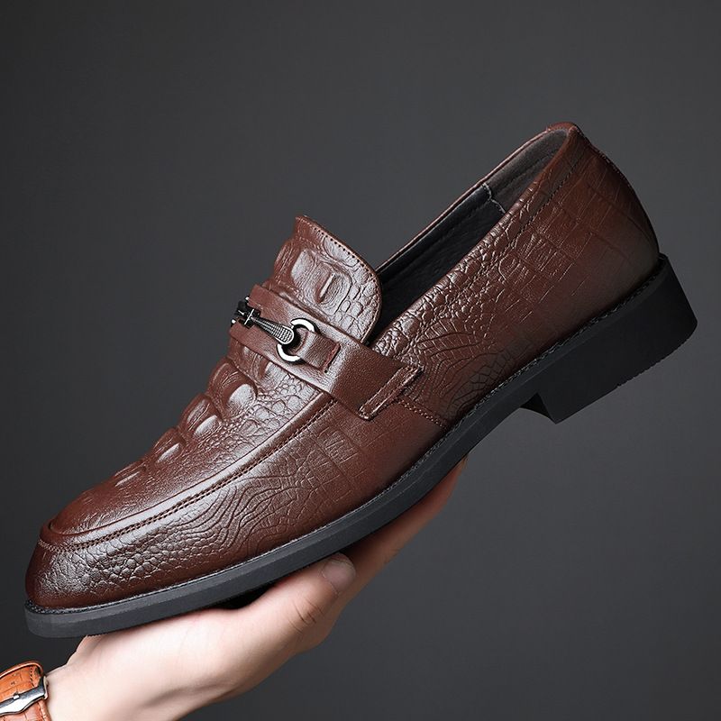 New Top Layer Cowhide Casual Genuine Leather Business Dress Breathable Single Shoes, Pointed Men's Shoes_voghion.com