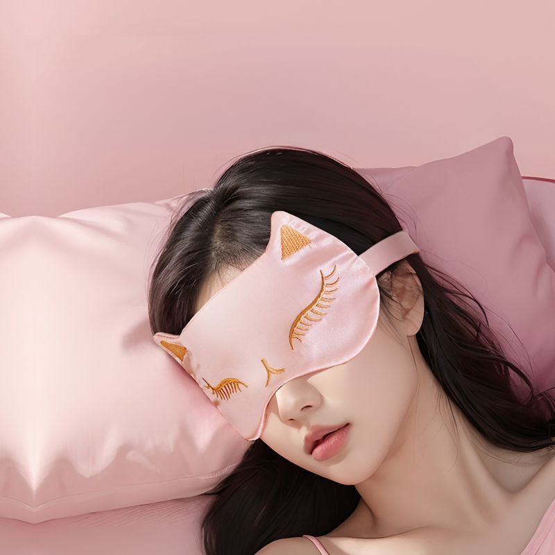Silk Sleep Mask For Men And Women, Comfortable, Relieves Eye Fatigue, Light Blocking, Nap Aid, Breathable, Adjustable,_voghion.com