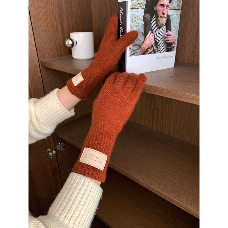 Bevat wollen touchscreen jaar kerst rode gebreide handschoenen voor vrouwen 2024 nieuwe winter warme fietskoude bescherming_voghion.com