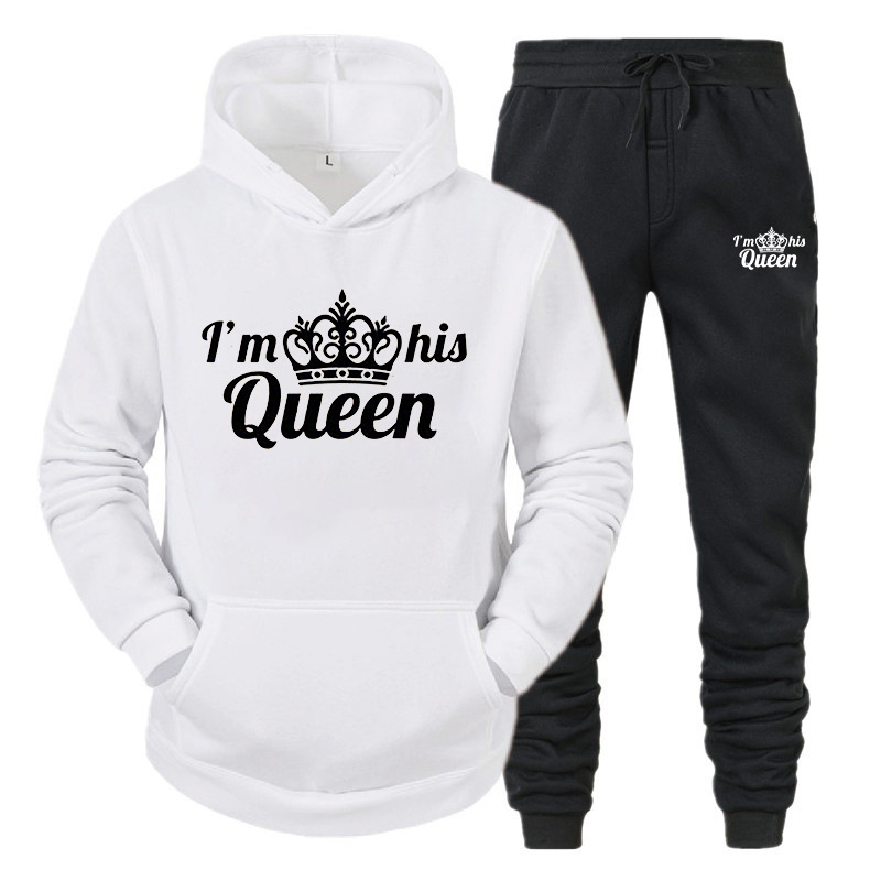 KING QUEEN Pull Ensemble deux pièces de sport décontracté pour hommes et femmes_voghion.com
