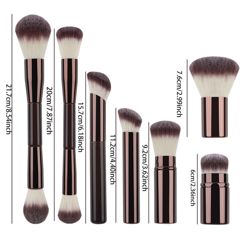 Make-up-Pinsel und -Tools Neues 7-teiliges Make-up-Pinselset, doppelköpfiger Pinsel für losen Puder, Rougepinsel, Teleskoppinsel, Konturpinsel, Grundierung_voghion.com