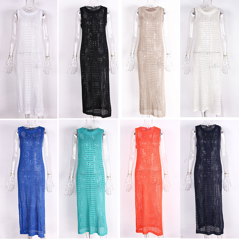 Női hosszú, bő, egyszínű, üreges kötött felső_voghion.com