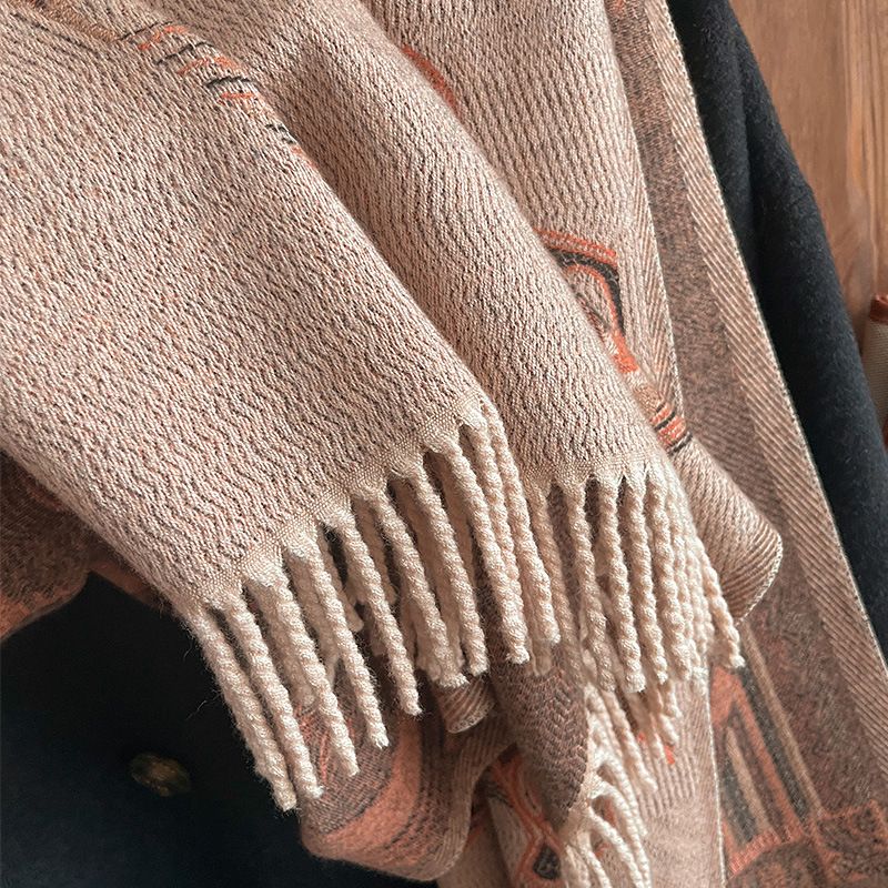 Sciarpa in cashmere autunnale e invernale, mantello scialle in stile etnico, sciarpa da donna con nappe calde dello Xinjiang ispessita_voghion.com