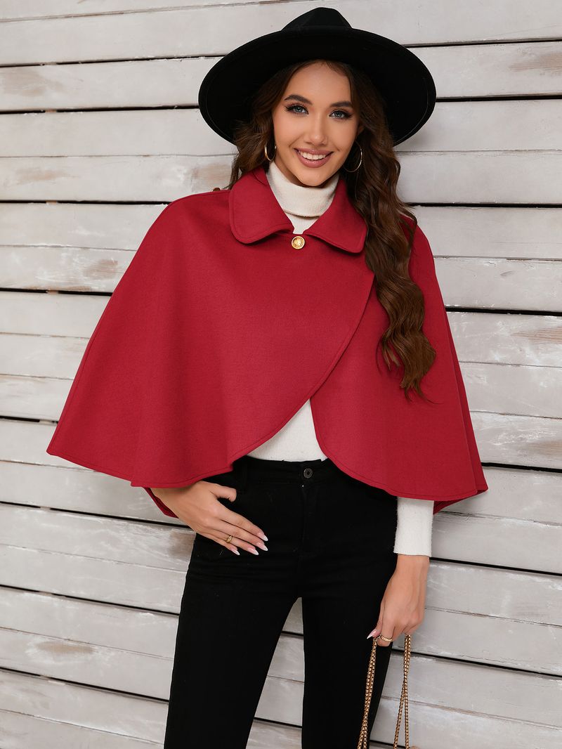 "Chic Wool Cape Shawl Coat For Women – Versatile Winter & Autumn Outerwear, Oversized Fit, European Style, Khaki/Red/Black"_voghion.com