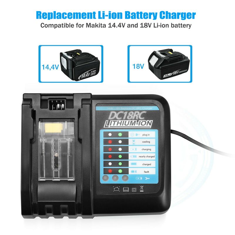 DC18RC Für Makita 18V Bohrer Batterie Ladegerät 3A Li-Ion Ladegerät für Makita 14,4 V 18V LXT BL1815 BL1860 BL1430 BL1450 BL1830_voghion.com
