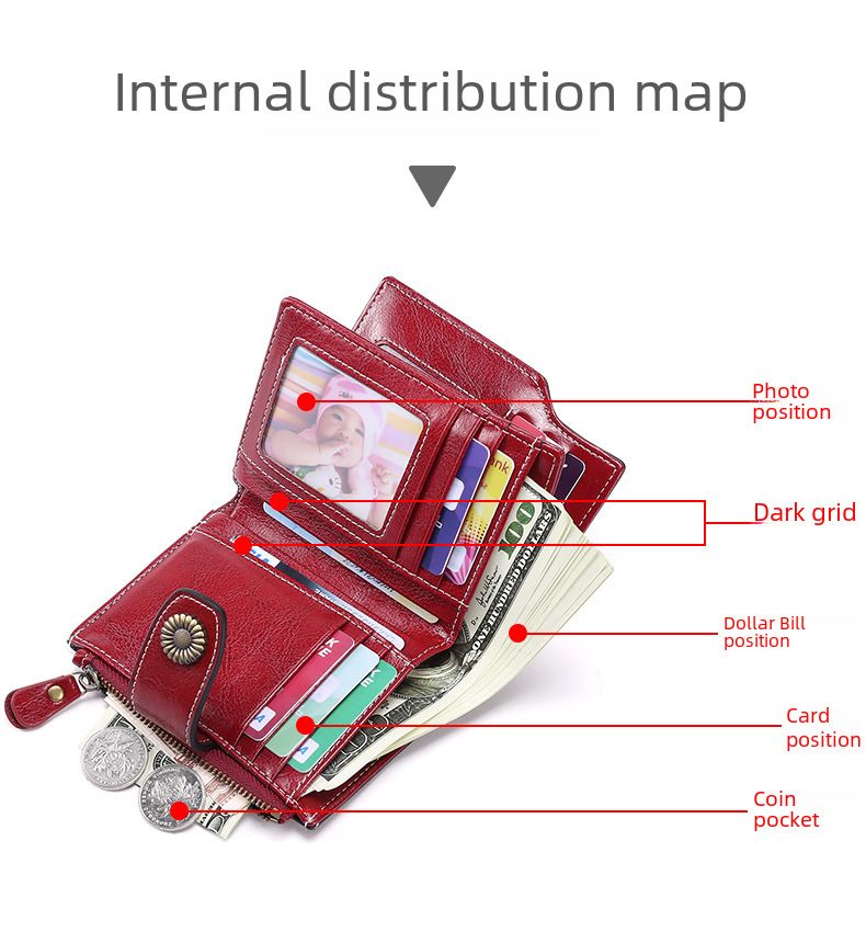 Women's wallet short Korean fashion buckle clutch girl's change bag multi-function card bag_voghion.com