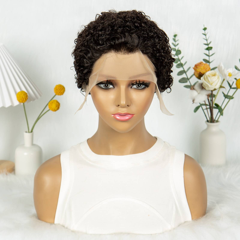 MALAIKA Short Curly Lace Wig Pixie Wigs For Women Gift Human Hair 150% Density Cut Lace Front Wigs Human Hair 13x1 Lace Short Curly Lace Front Wigs_voghion.com