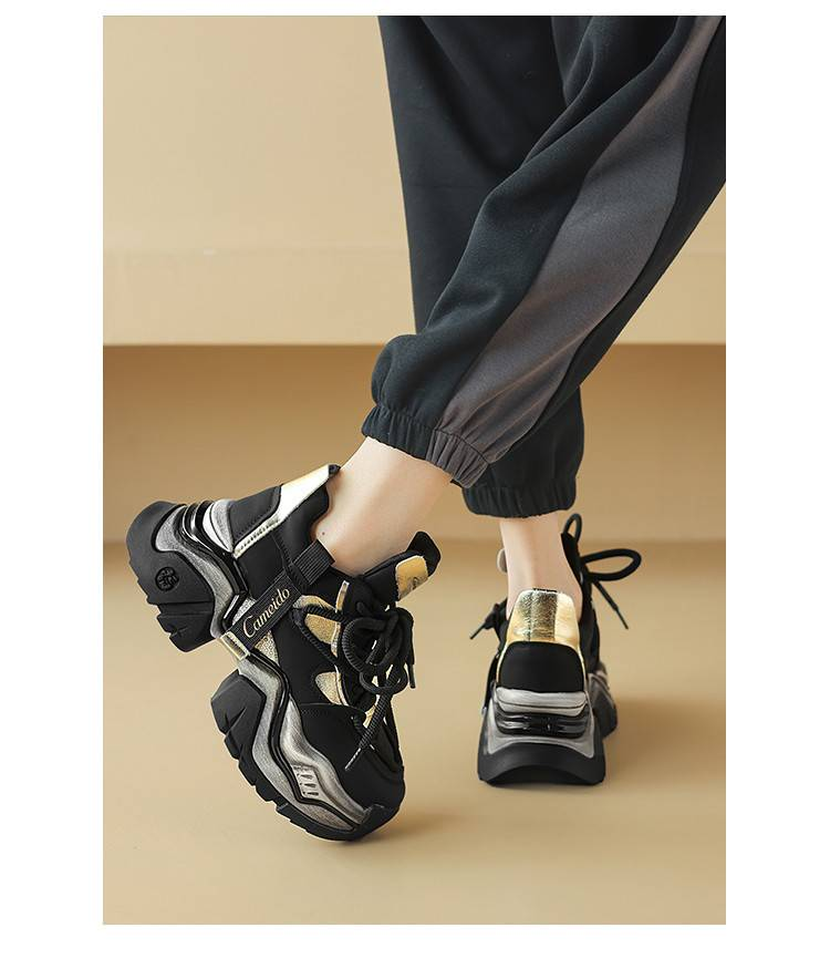 Cameido Dad-Schuhe für Damen, farbblockierende Plateauschuhe mit dicker Sohle und größerer Höhe im Jahr 2024, vielseitige Schuhe für Damenausflüge_voghion.com