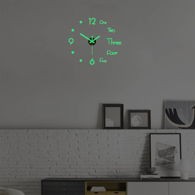 DIY digitālais viesistabas sienas pulkstenis Gaismas 3D bezrāmju pulksteņa sienas uzlīmes Izslēgts pulkstenis guļamistabas biroja sienas dekorēšanai_voghion.com