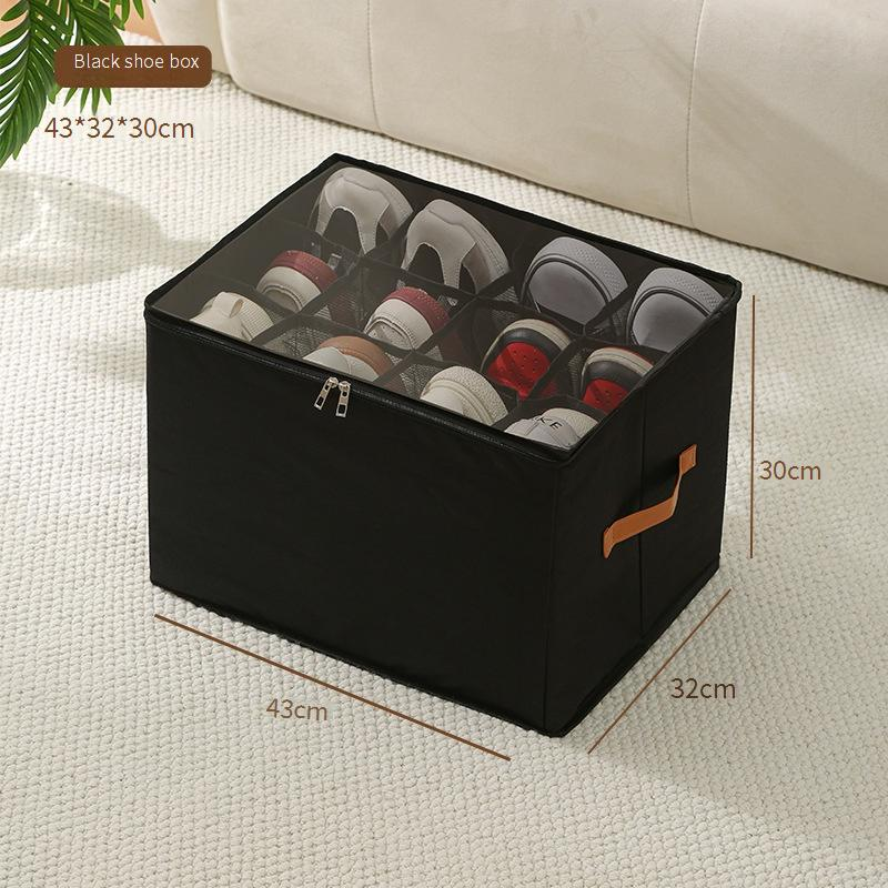 Familien-Organizer, faltbare Aufbewahrungsbox aus Stoff mit Deckel, staubdichter Organizer mit mehreren Fächern für Schuhe und kleine Gegenstände_voghion.com