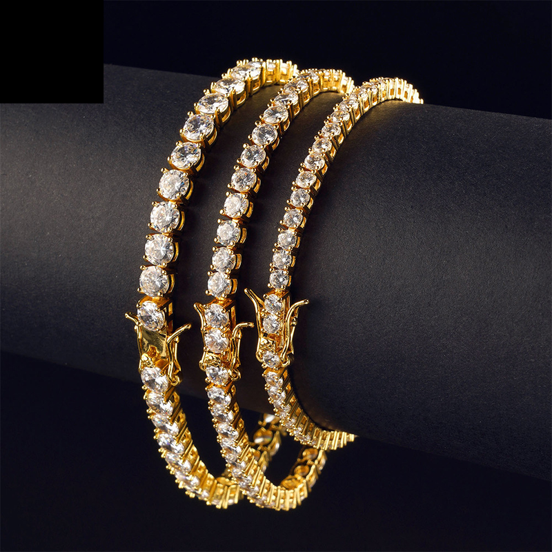 Herresmykker Populær Hip Hop Tenniskæde Enkelt Række Kobber Mikroindlagt Zirkon Armbånd 3mm4mm5mmTenniskæde_voghion.com