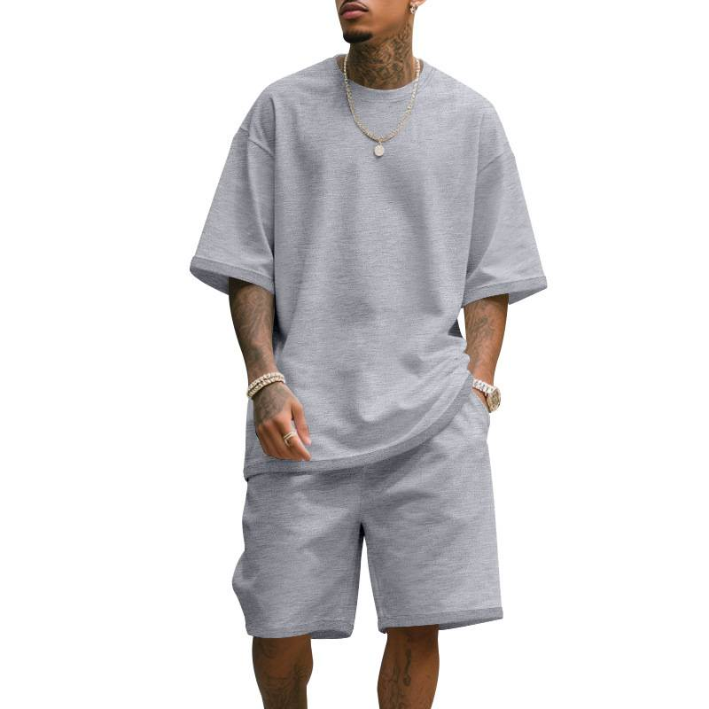 Vêtements d'été pour hommes, grande taille, tenue de sport, loisirs, ample, manches courtes, t-shirt, short_voghion.com