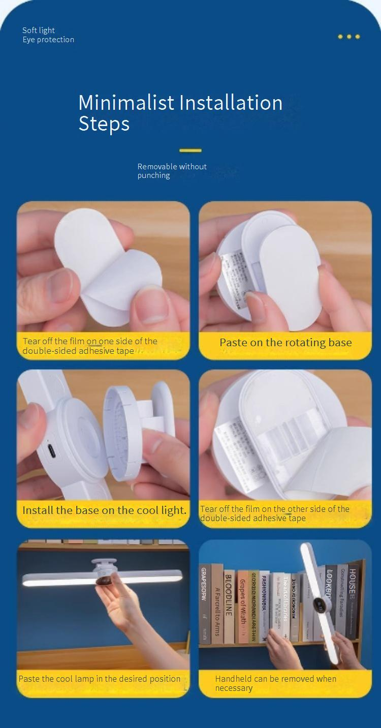 Magnetic Study Lamp - Rechargeable Eye-Caring Desk Light (Adjustable Brightness USB Charging Foldable Design Dimmable 3 Lighting Modes)_voghion.com