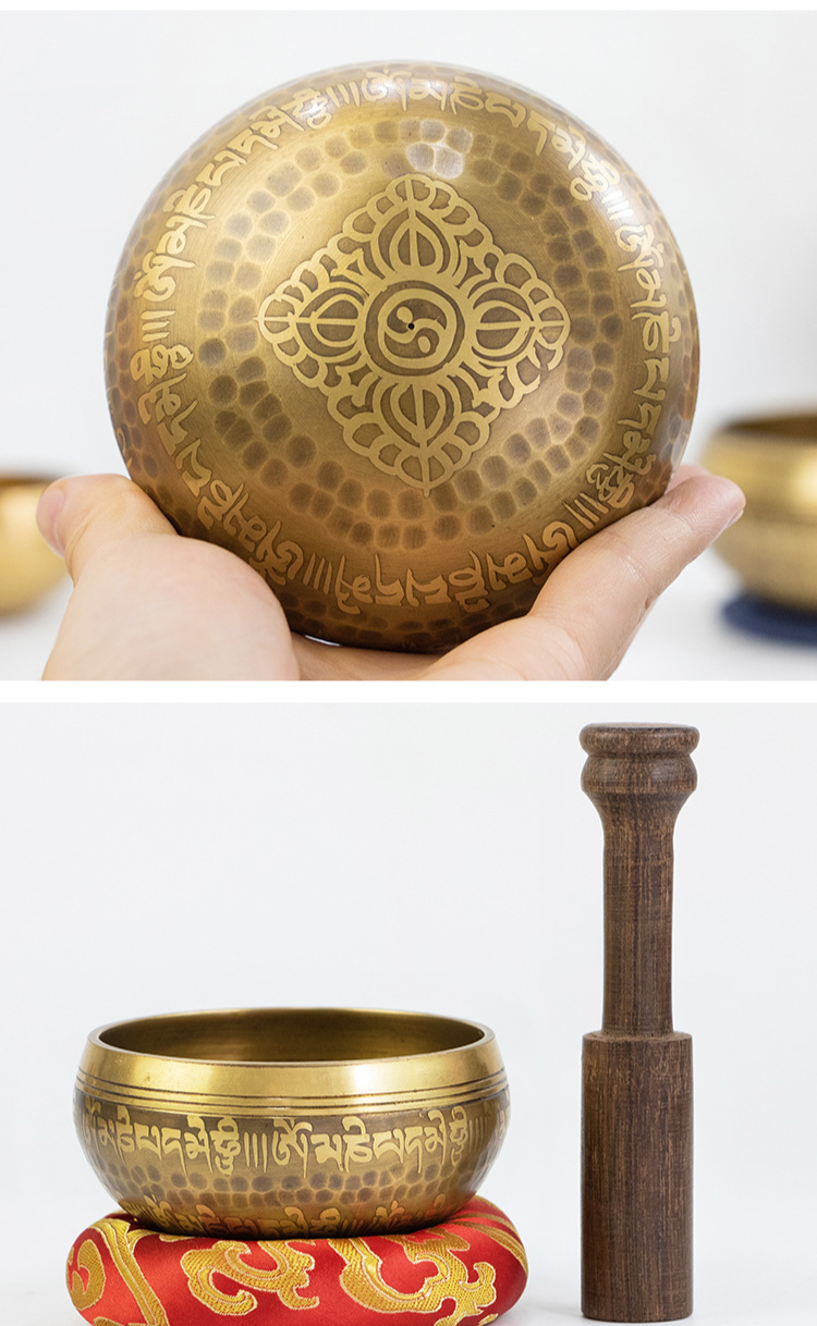 Nepalesische Klangschale, handgefertigt, handgehämmert, tibetisches Klangschalen-Set – Stressabbau, Chakra-Ausgleich und Meditationswerkzeug_voghion.com
