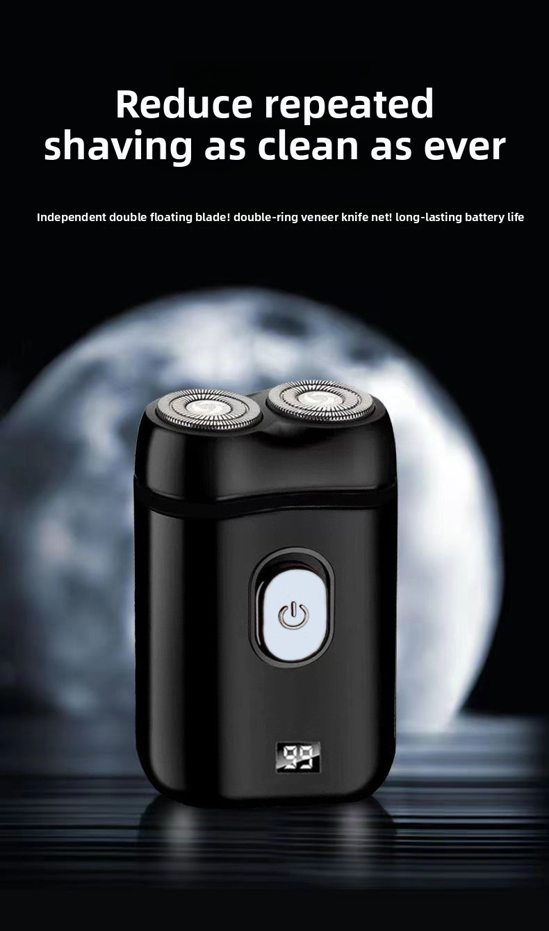 Stormwind Smart LED Elektrorasierer – Doppelter schwebender Rasierkopf, über USB wiederaufladbar, 60 Min. Laufzeit, wasserdichter Trimmer für Männer (Schwarz, Reisegröße)_voghion.com