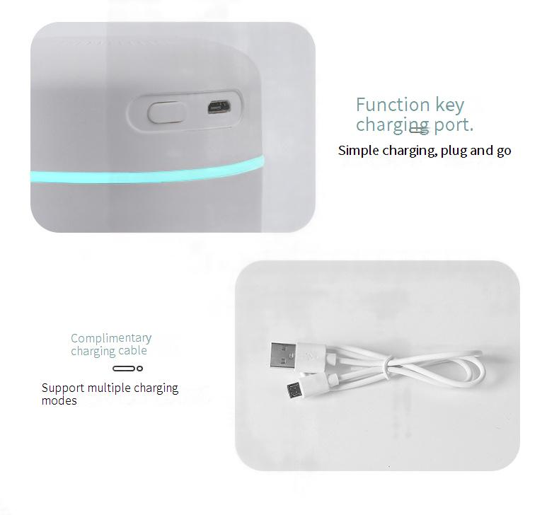 Mini USB Humidifier With Aromatherapy & Night Light For Home, Office, And Car – Compact & Quiet Air Moisturizer_voghion.com