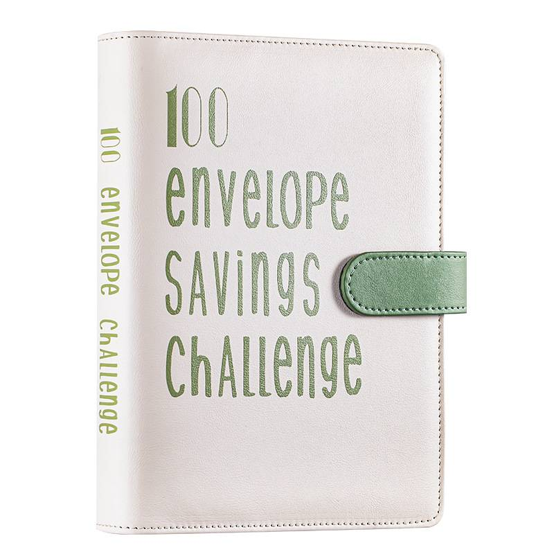A5 Leather-Look 6-Ring Binder Notebook For Couples – 100-Day Savings Challenge, Refillable Planner With Grid Cards & Colorful Sheets_voghion.com