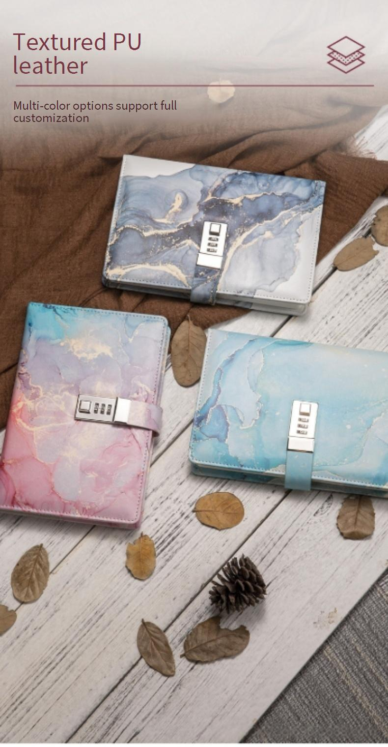 A5 Lockable Password Journal Notebook - PU Leather Cover, 90 Sheets 100g Woodfree Paper, Vintage Style Diary For Students & Creative Writing_voghion.com
