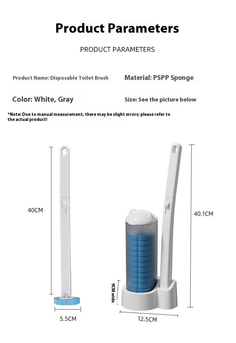 Disposable Toilet Brush Set With 6 Replaceable Heads, Compact & Hygienic Bathroom Cleaning Tool For Home & Travel_voghion.com