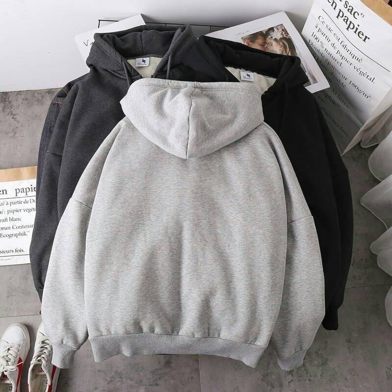 Unisex Zip-Up Hoodie – Oversized Streetwear Fleece Lined Sweatshirt With Drop Shoulder (M-5XL, Black/Grey, Regular & Fleece Lined Options)_voghion.com