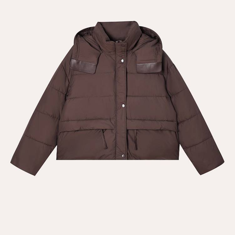 Lichtgewicht gewatteerde jas met capuchon voor dames - Comfortabele gewatteerde alternatieve jas voor kleine en normale maten (zwart/wit/koffie/angora rood)_voghion.com