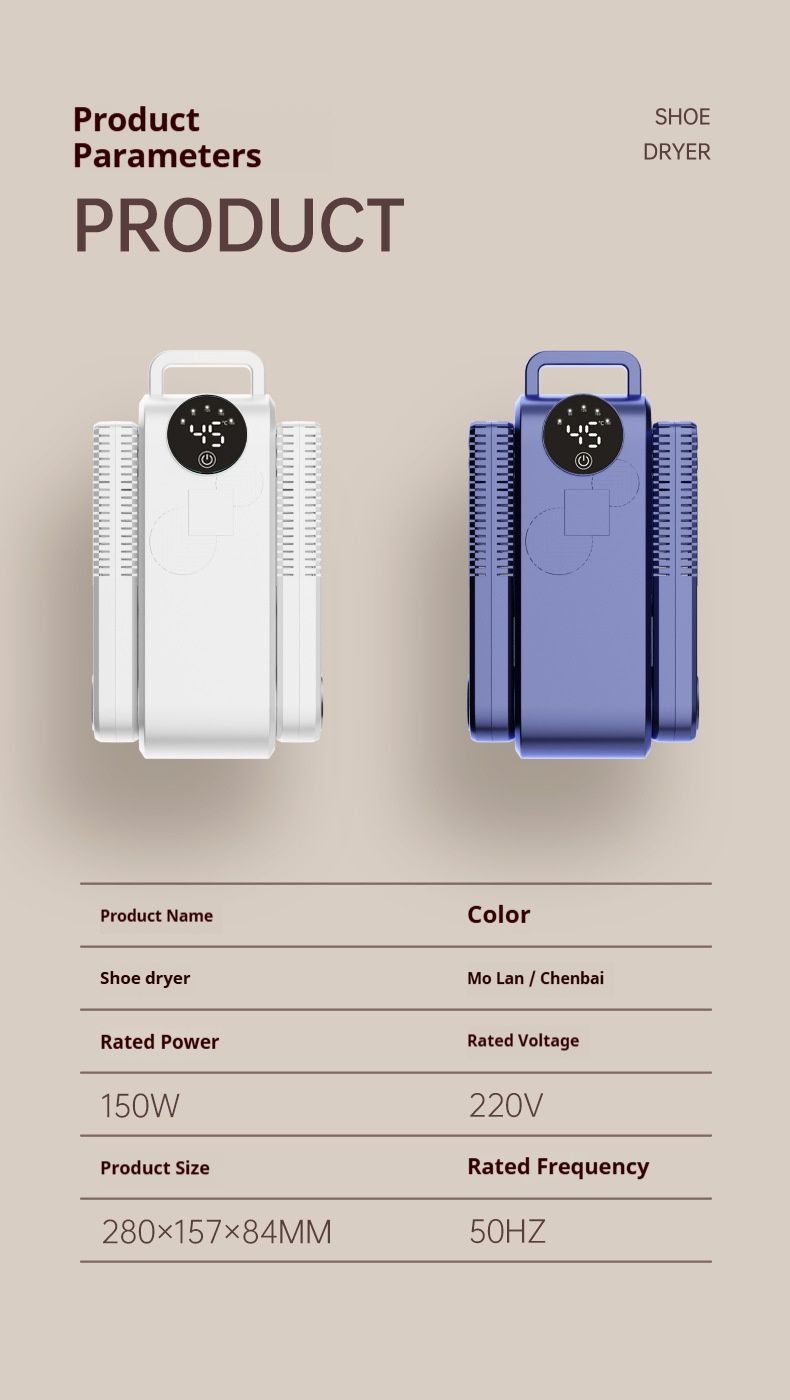 Multi-Core Shoe Dryer & Warmer – 180W Fast Drying, UV Sterilization, 4-Core Heating, EU/US/JP Plug (220V/110V) – White/Blue_voghion.com