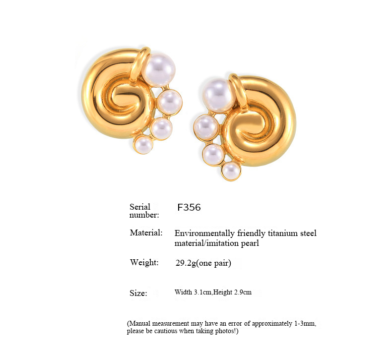 Niche Spiral Vortex Imitation Pearl Earrings With Retro Temperament Design, Popular Earrings Made Of Titanium Steel_voghion.com
